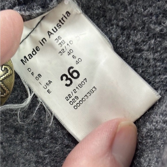 Giesswein Austrian Boiled Wool Hooded Coat Size 36 Gray Black Double Breasted - Picture 4 of 10